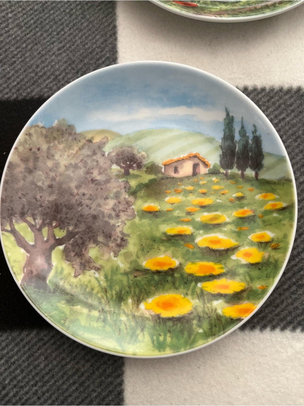 Vintage TUSCANY Country Scene Salad Dessert Plate 2002 Susanne Riette - Set of 4 - Picture 4 of 9